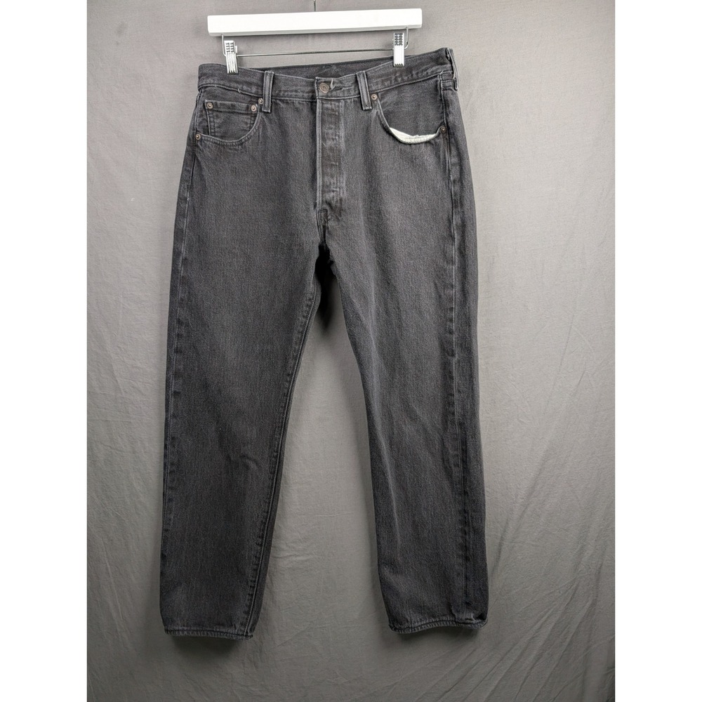 Levis 501 Original Fit Jeans Mens 36x32 Charcoal Gray Straight Leg Denim 4351